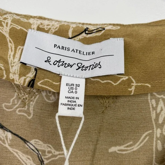 & OTHER STORIES safari print tan white jumpsuit size 0 - Picture 6 of 8